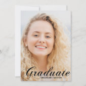 Faire-part Élégant Gradué noir Flourish Script Graduation (Devant)