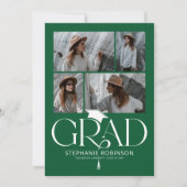 Faire-part Elegant Green & White Photo Collage Graduation (Devant)