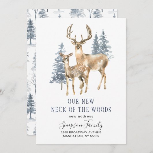 Faire-part Élégant hiver Nouveau cou de la forêt qui bouge (Devant / Derrière)