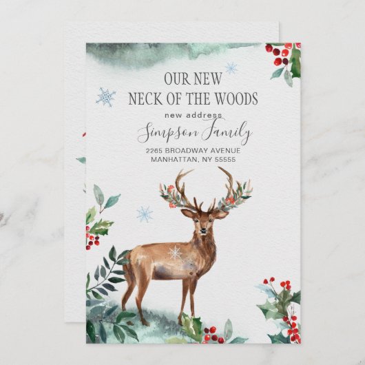 Faire-part Élégant hiver Nouveau cou de la forêt qui bouge (Devant / Derrière)