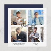 Faire-part Élégant Homme Graduation Photo Collage Merci (Devant / Derrière)