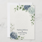 Faire-part Élégant Hydrangea Bleu & Pois de Senteu (Dos)