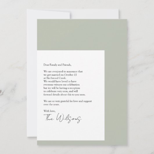 Faire-part Elégant Joyeux Jamais Après Mariage Photo Moderne (Dos)