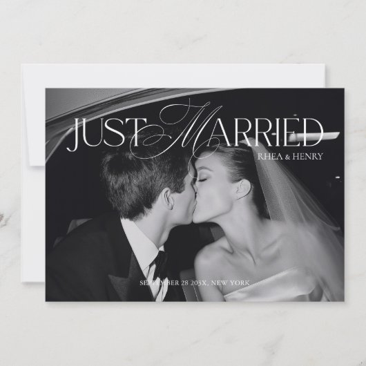 Faire-part Elegant Just Married Photo Announcement Card (Devant)