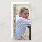 Faire-part Elégant Lin Trim Vertical Photo Graduation (Devant / Derrière)