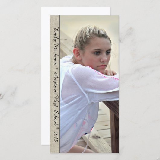 Faire-part Elégant Lin Trim Vertical Photo Graduation (Devant / Derrière)