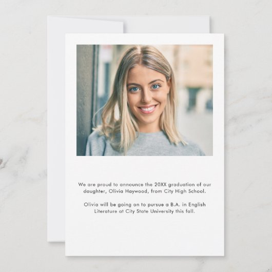 Faire-part Élégant lycée moderne (Dos)