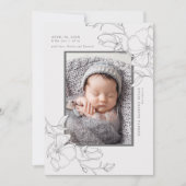 Faire-part Elégant Magnolia Flower Photo Naissance (Devant)