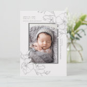 Faire-part Elégant Magnolia Flower Photo Naissance (Debout devant)