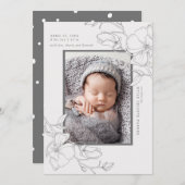 Faire-part Elégant Magnolia Flower Photo Naissance (Devant / Derrière)