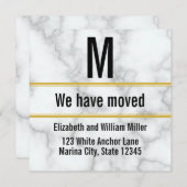 Faire-part Elégant Marbre blanc Faux Monogramme Nous Avons Dé (Devant / Derrière)