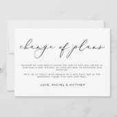 Faire-part Élégant Mariage Changement de Plans Écriture Monoc (Devant)