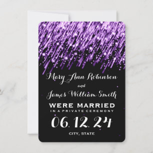 Faire-part Élégant Mariage Elopement Tombant Étoiles Violet