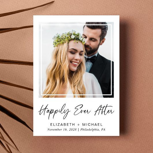 Faire-part Élégant Mariage Heureux Pour Toujours Photo Récept