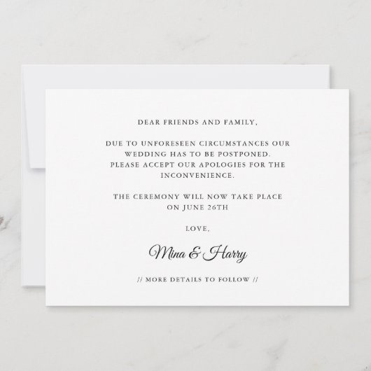 Faire-part Elégant Mariage romantique Enregistrer la nouvelle (Dos)