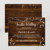 Faire-part Élégant Mariage Rustique Bois Réduit Plus Petit (Devant / Derrière)