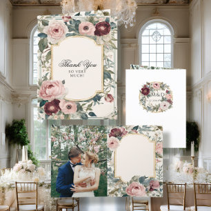 Faire-part Élégant Mariage victorien rose et or