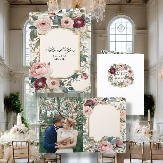 Faire-part Élégant Mariage victorien rose et or