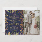 Faire-part Elegant Marine & Gold Floral Mariage Photo (Devant)