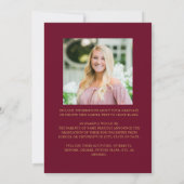 Faire-part Élégant Maroon Gold 6 Photo Collage Graduate (Dos)