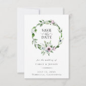 Faire-part Élégant Mauve Floral Wreath Enregistrer La Date (Devant)