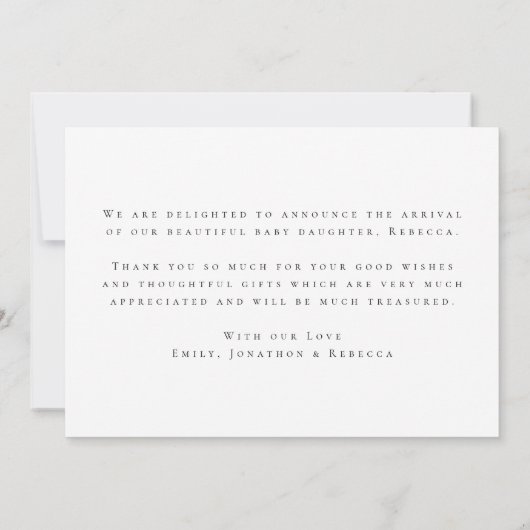 Faire-part Élégant Merci de script photo (Dos)