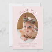 Faire-part Élégant Merci Oval rose bébé photo (Devant)