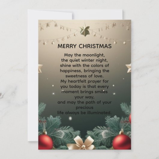 Faire-part Elegant merry Christmas Border with Red Ornaments  (Devant)