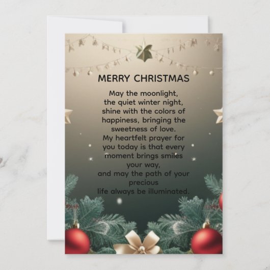 Faire-part Elegant merry Christmas Border with Red Ornaments  (Dos)