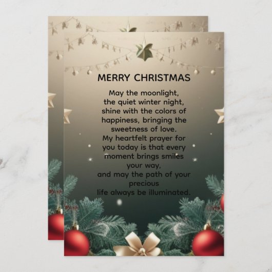 Faire-part Elegant merry Christmas Border with Red Ornaments  (Devant / Derrière)