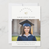 Faire-part Élégant minimal Gold Heart Photo Casquette (Devant)