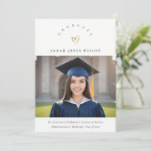 Faire-part Élégant minimal Gold Heart Photo Casquette (Debout devant)