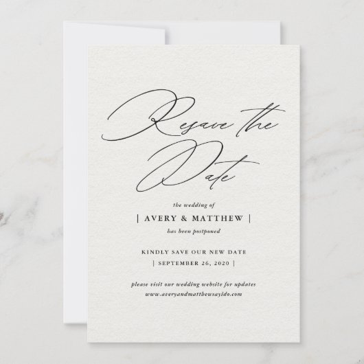 Faire-part Élégant Minimal Réinitialiser Le Mariage Date (Devant)