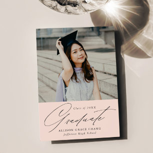 Faire-part Élégant minimaliste Blush Photo Graduation