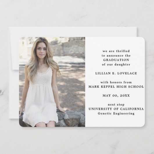 Faire-part Elégant Moderne 4 Photo Collage Script Graduation (Dos)