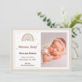 Faire-part Élégant moderne nouveau-né fille bébé naissance (Debout devant)