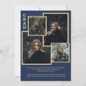 Faire-part Elegant Navy Blue and Gold Photo Graduation (Dos)