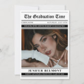 Faire-part Elegant Newspaper Themed Photo Graduation (Devant)