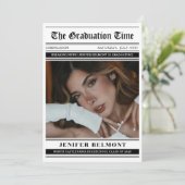 Faire-part Elegant Newspaper Themed Photo Graduation (Debout devant)