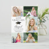 Faire-part Élégant noir blanc 6 photo Collage Diplômé (Debout devant)