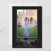 Faire-part Elégant noir blanc typographie Graduation Photo (Devant)