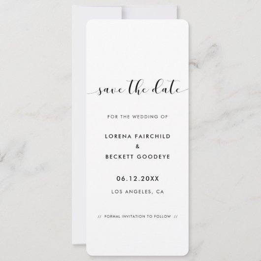 Faire-part Elégant noir et blanc Bande photo Enregistrer la d (Dos)