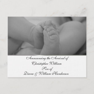 Faire-part élégant noir et blanc de bébé