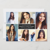 Faire-part Élégant noir et blanc Graduation Photo Collage (Devant)