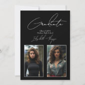 Faire-part Elégant noir et blanc photo de graduation moderne (Devant)