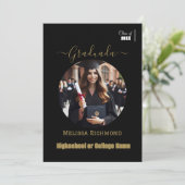 Faire-part Elégant noir et or Photo Espagnol Diplômé (Debout devant)