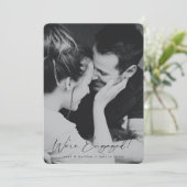 Faire-part Elégant noir main écrite Script Fiançailles photo (Debout devant)