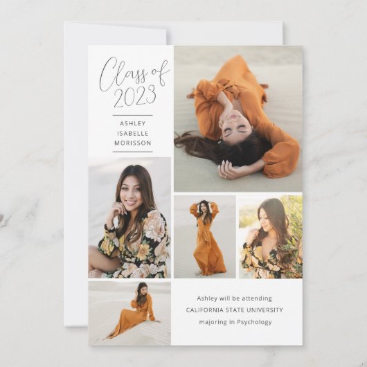 Faire-part Élégant nom de script superposition Graduation (Dos)