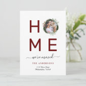 Faire-part Elégant Nous avons déménagé Noël Photo Wreath HOME (Debout devant)