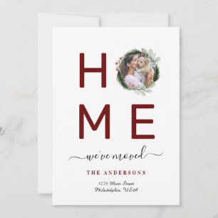 Faire-part Elégant Nous avons déménagé Noël Photo Wreath HOME